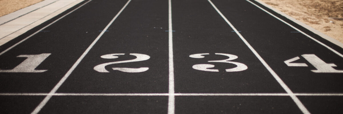 Starting line of a running track